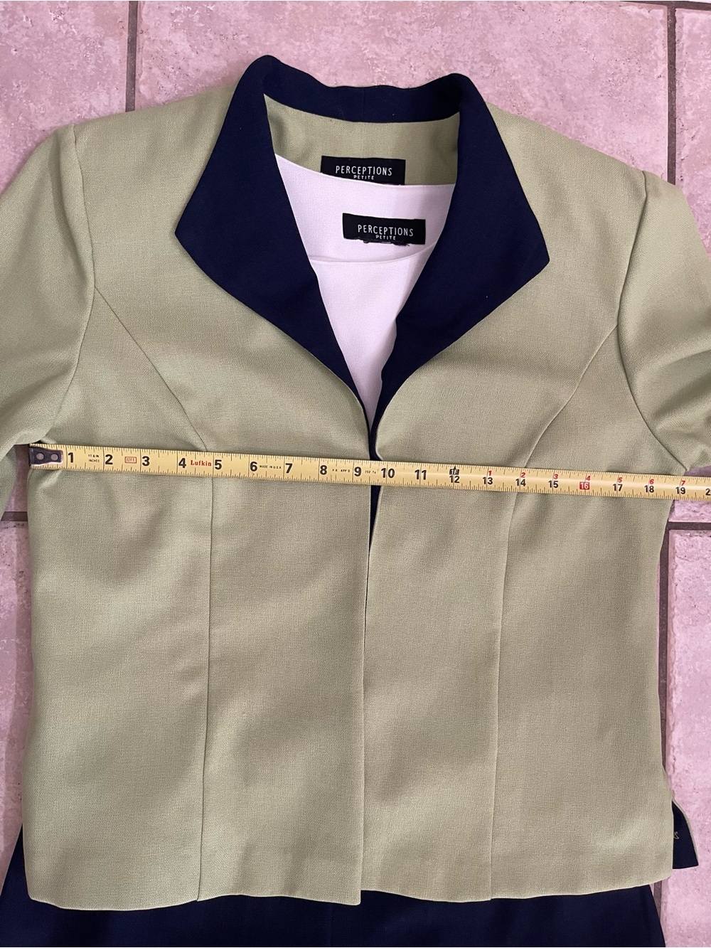 VTG Perceptions Lime Green, Navy, & White Three-Piece Pant Suit, Size 12P - Picture 4 of 16